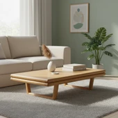 Bahçeme Tibet Ahşap Sehpa 140x80x36 cm - Kayın Grubu Bahçe Balkon Sehpası thumbnail 1