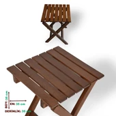 Bahçeme Ahşap Koli Tabure 32x32x40 cm - Masif Gürgen & Katlanır Yapı thumbnail 3