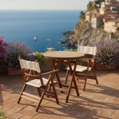 Bahçeme Marmaris Minderli Ahşap Bahçe Takımı: 90lık Masa + 3 Sandalye Katlanır Takım thumbnail 1