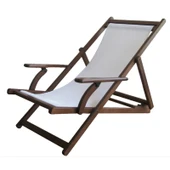 Bahçeme Belek Kademeli Ahşap Şezlong PVC Gerdirme - Plaj Havuz Bahçe Şezlongu thumbnail 1