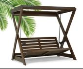 Mobeva Holox İkili Ladin Ahşap Salıncak Dış Mekan Bahçe, Teras Salıncağı -Lacivert thumbnail 7