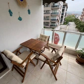 Bahçeme Antalya Katlanır Ahşap Bahçe Balkon Takımı: 60x60 Masa + 3 Minderli Sandalye thumbnail 2