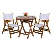 Bahçeme Marmaris PVCli Ahşap Bahçe Balkon Seti Beyaz: 60lık Masa + 2 Sandalye Katlanır Takım thumbnail 7