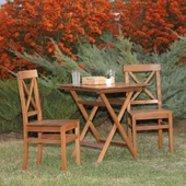 Bahçeme Çeşme Ahşap Bahçe Balkon Seti: 70x70 Katlanır Masa + 2 Sandalye thumbnail 1