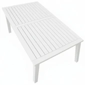 Bahçeme Bodrum 90X160 Sabit Ayaklı Ahşap Masa - Beyaz Renk Teras Balkon Bahçe Masası thumbnail 1