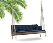 Mobeva Mome İkili Ladin Ahşap Salıncak -Tavana Asmalı Salıncak -Lacivert thumbnail 2