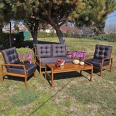 Bahçeme Gümbet Bahçe Oturma Grubu 4 Kişilik - Ahşap Koltuk ve Sehpa Takımı (Mindersiz) thumbnail 4