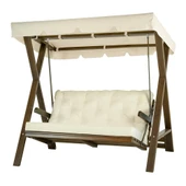 Mobeva Meda XL Ladin Ahşap Salıncak Dış Mekan Bahçe, Teras Salıncağı  -Krem thumbnail 1