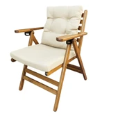 Bahçeme Antalya Ahşap Bahçe Balkon Seti: 70x120 Sabit Masa +4 Düğme Minderli Sandalye thumbnail 9