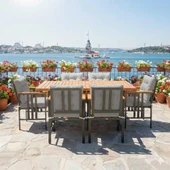 Bahçeme Çamlıca Alüminyum Yemek Takımı - 6 Kişilik Bahçe Teras Mutfak Kanepe Takımı thumbnail 8