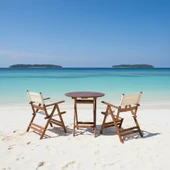 Bahçeme Marmaris PVCli Ahşap Bahçe Balkon Seti: 90lık Masa + 2 Sandalye Katlanır Takım thumbnail 1