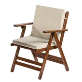 Bahçeme Antalya Katlanır Ahşap Sandalye - Masif Gürgen & Düz Minder & 4 Kademe thumbnail 1