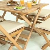Mobeva Flat Kayın Ahşap Masa 70x53 Katlanır Bahçe Balkon Masası thumbnail 4