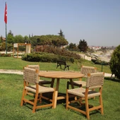 Bahçeme Taksim M2 Kestane Bahçe Takımı: 4 Sandalye + Kapadokya 120 cm Yuvarlak Masa thumbnail 2