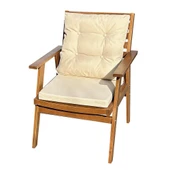 Bahçeme Heybeli Katlanır Ahşap Bahçe Balkon Seti: 90lık Masa + 2 Düğme Minderli Sandalye thumbnail 3