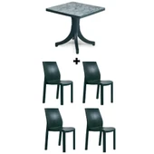 Papatya Yummy Plastik Bahçe Balkon Seti Turuncu Multi : 80x80 Masa + 4 Sandalye Takım thumbnail 6