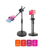 Polosmart PSM139 Masaüstü Tripod 360° Döner Telefon Tutucu Ring Light Uyumlu Siyah thumbnail 2