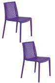 Papatya Cool Plastik Sandalye 2li Paket Mor - Bahçe Balkon Mutfak Sandalyesi thumbnail 1