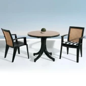 Papatya Pera Plastik Masa - 90lık Yuvarlak Balkon, Bahçe Masası -Teak & Ahşap Dekor thumbnail 5