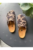 Land of Cork Anatomik Doğal Mantar Tabanlı Animal Print Süet Deri Kadın Terlik thumbnail 4
