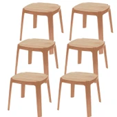 Papatya Royal Plastik Sehpa Teak 6lı Paket - İstiflenebilir, UV Korumalı thumbnail 1