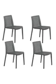 Papatya Cool Plastik Sandalye 4lü Paket Antrasit - Bahçe Balkon Mutfak Sandalyesi thumbnail 1