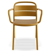 Papatya Balat Sandalye 4lü Paket Koyu Sarı - Plastik Bahçe Balkon Mutfak Sandalyesi thumbnail 7