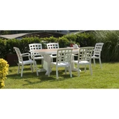 Papatya Laguna 100x165 Beyaz Masa - 8 Kişilik Balkon Bahçe Veranda Teras Dış mekan Masası thumbnail 8