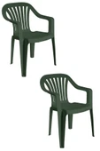 Papatya Tropik Plastik Koltuk Yeşil 2li Paket - Bahçe, Balkon, Teras Sandalyesi thumbnail 1