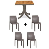 Papatya Yummy Plastik Bahçe Balkon Seti Fildişi Bej : 80x80 Masa + 4 Sandalye Takım thumbnail 4