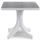 Papatya Diva Plastik Masa - 80x80 Kare Bahçe Balkon Masası -Antrasit & Rattan Dekor thumbnail 4