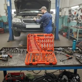 Lokma Anahtar Takımı 216 Parça Uzatma Kolu Mafsallı 1/2 3/8 1/4 Yıldız Tork Düz Set Bits Uç Allen thumbnail 3