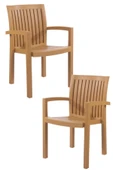 Papatya Neta Koltuk Teak 2li Paket - Plastik Bahçe Balkon Sandalyesi thumbnail 1