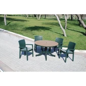 Papatya Nova Plastik Masa - 120lik Yuvarlak Balkon, Teras, Bahçe Masası -Teak thumbnail 5