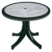 Papatya Pera Plastik Masa - 90lık Yuvarlak Balkon, Bahçe Masası -Teak & Taş Dekor thumbnail 3