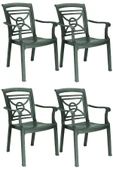 Papatya Commadore Koltuk Yeşil 4lü Paket - Plastik Bahçe Balkon Sandalyesi thumbnail 1