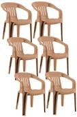 Papatya Elit Koltuk Teak 6lı Paket - Plastik Bahçe Balkon Sandalyesi thumbnail 1