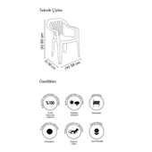 Papatya Tropik Plastik Koltuk Yeşil 2li Paket - Bahçe, Balkon, Teras Sandalyesi thumbnail 7