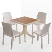 Papatya Yummy Plastik Bahçe Balkon Seti Turuncu Multi : 80x80 Masa + 4 Sandalye Takım thumbnail 3