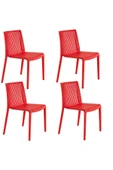 Papatya Cool Plastik Sandalye 4lü Paket Kırmızı - Bahçe Balkon Mutfak Sandalyesi thumbnail 1
