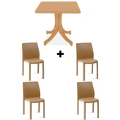 Papatya Yummy Plastik Bahçe Balkon Seti Turuncu Multi : 80x80 Masa + 4 Sandalye Takım thumbnail 4