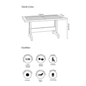 Papatya Pera Plastik Masa - 70x120 Bahçe Balkon Masası -Yeşil & Yaprak Dekor thumbnail 7