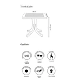 Papatya Pera Plastik Masa - 80x80 Kare Bahçe Balkon Masası -Yeşil & Gümüş Dantel thumbnail 8