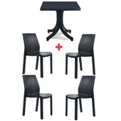 Papatya Yummy Plastik Bahçe Balkon Seti Yeşil : 80x80 Masa + 4 Sandalye Takım thumbnail 6