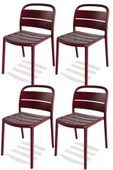 Papatya Balat Sandalye 4lü Paket Lal Kırmızı - Plastik Bahçe Balkon Mutfak Sandalyesi thumbnail 1
