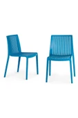 Papatya Cool Plastik Sandalye 2li Paket Mavi - Bahçe Balkon Mutfak Sandalyesi thumbnail 1
