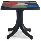 Papatya Diva Plastik Masa - 80x80 Kare Bahçe Balkon Masası -Kahve & Ahşap Dekor thumbnail 3