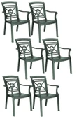 Papatya Commadore Koltuk Yeşil 6lı Paket - Plastik Bahçe Balkon Sandalyesi thumbnail 1