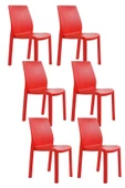 Papatya Yummy Sandalye Kırmızı 6lı Paket - Plastik Bahçe Balkon Sandalyesi thumbnail 1