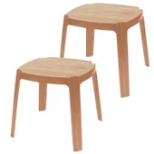 Papatya Royal Plastik Sehpa Teak 2li Paket - İstiflenebilir, UV Korumalı thumbnail 1